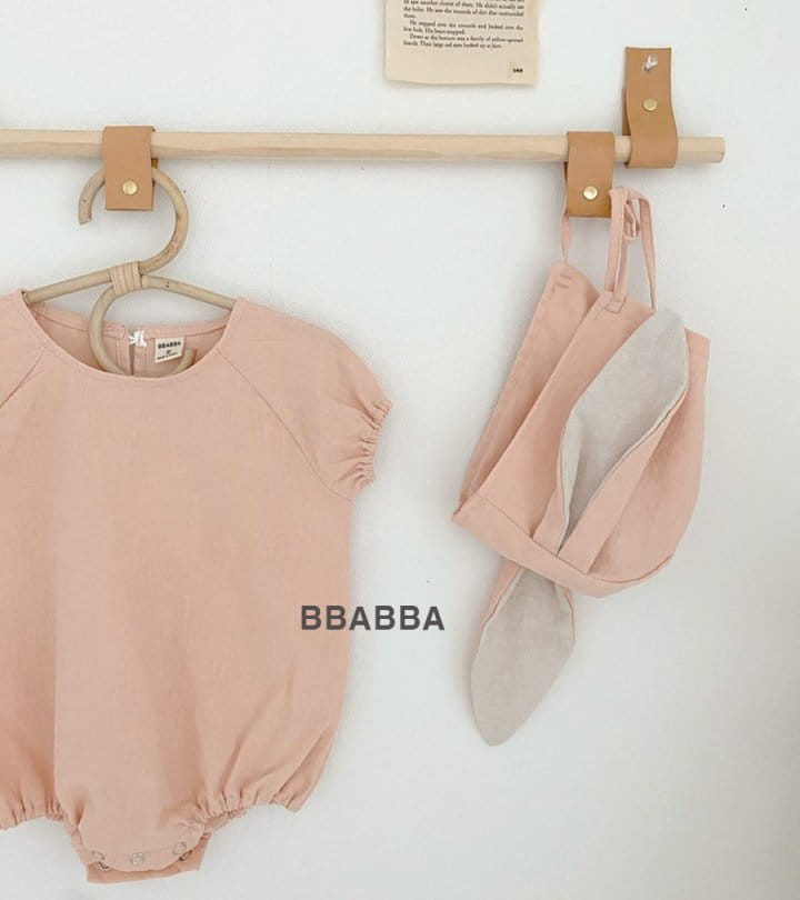 Bbabba - Korean Baby Fashion - #babyoutfit - Linen Summer Rabbit Body Suit Bonnet Set - 6