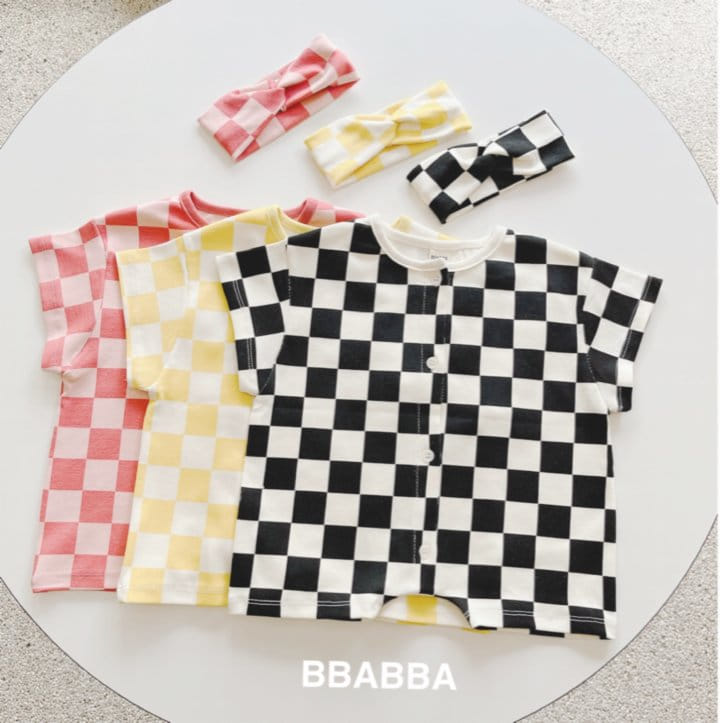 Bbabba - Korean Baby Fashion - #babyoutfit - Chess Long Body Suit Hair Band Set