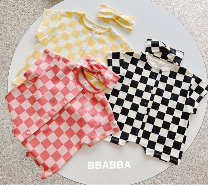 Bbabba - Korean Baby Fashion - #babywear - Chess Long Body Suit Hair Band Set - 2