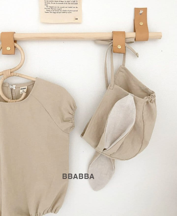 Bbabba - Korean Baby Fashion - #onlinebabyboutique - Linen Summer Rabbit Body Suit Bonnet Set - 8