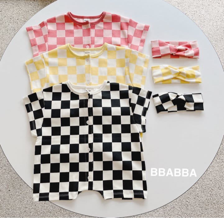 Bbabba - Korean Baby Fashion - #onlinebabyboutique - Chess Long Body Suit Hair Band Set - 3