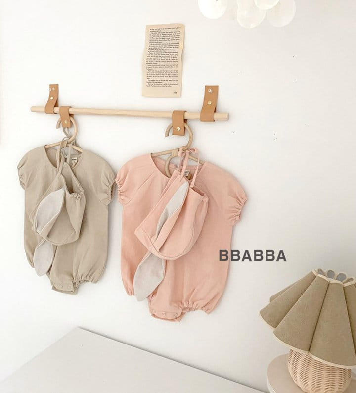 Bbabba - Korean Baby Fashion - #onlinebabyshop - Linen Summer Rabbit Body Suit Bonnet Set - 9