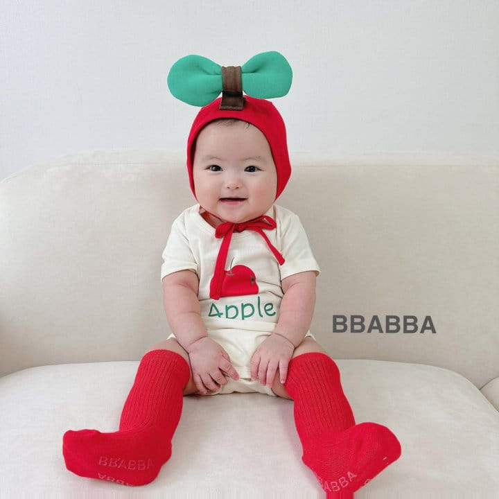 Bbabba - Korean Baby Fashion - #onlinebabyshop - Mini Apple Body Suit Bonnet Set
