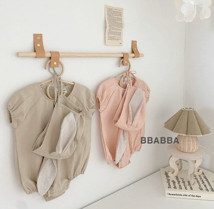 Bbabba - Korean Baby Fashion - #smilingbaby - Linen Summer Rabbit Body Suit Bonnet Set - 10
