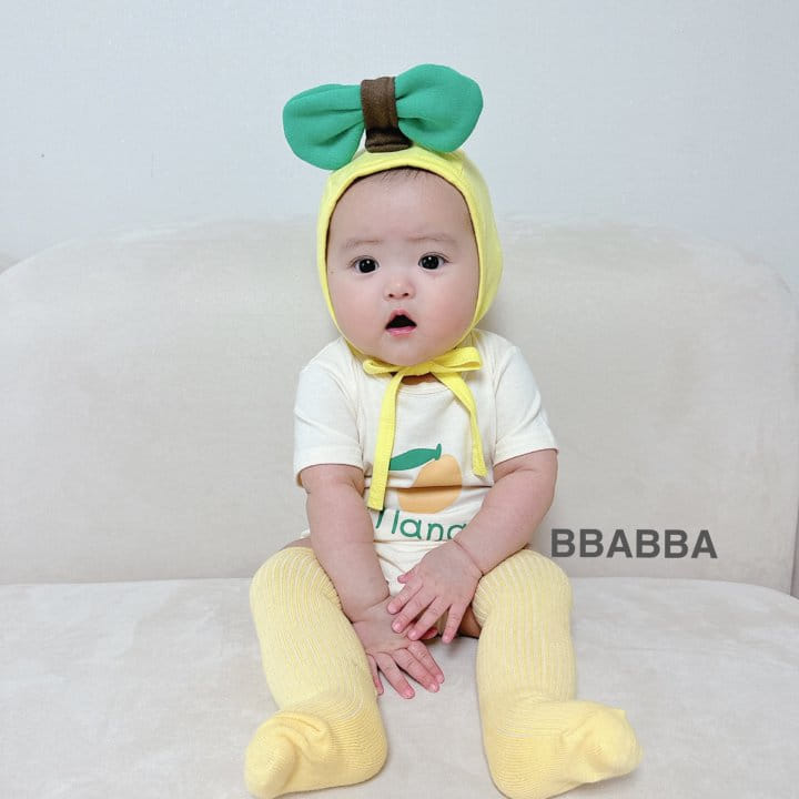 Bbabba - Korean Baby Fashion - #smilingbaby - Mini Mango Body Suit Bonnet Set - 3