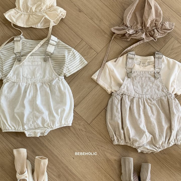 Bebe Holic - Korean Baby Fashion - #babyboutiqueclothing - Linen Buckle Dungarees - 2