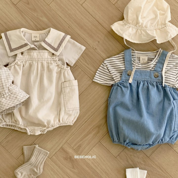 Bebe Holic - Korean Baby Fashion - #babyfashion - Denim Pocket Body Suit - 2