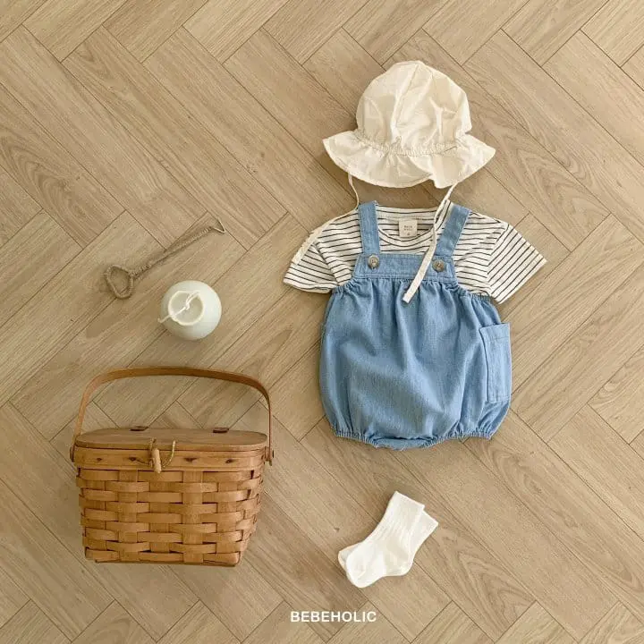 Bebe Holic - Korean Baby Fashion - #babylifestyle - Denim Pocket Body Suit - 5