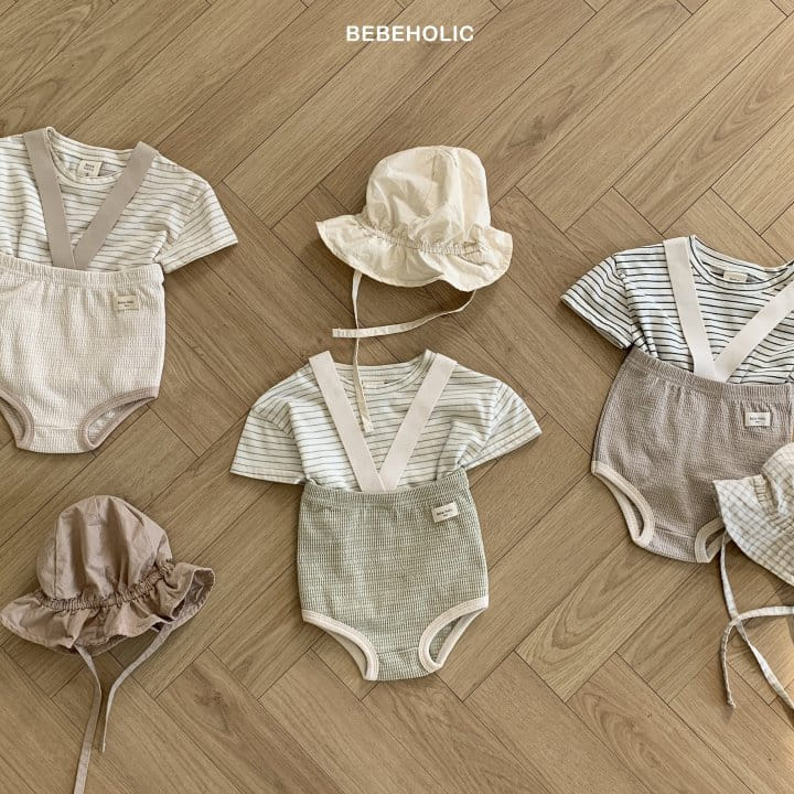 Bebe Holic - Korean Baby Fashion - #babyoutfit - Waffle Dungarees Bloomers - 2