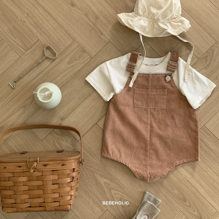 Bebe Holic - Korean Baby Fashion - #babyoutfit - Pigment Dungarees Body Suit - 9