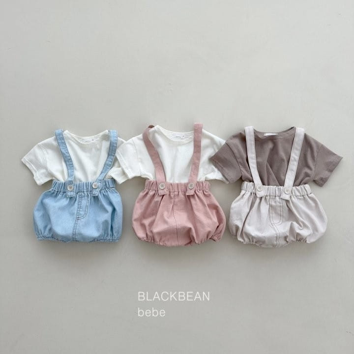 Black Bean - Korean Baby Fashion - #babyfever - Mari Dungarees Top Bottom Set - 4