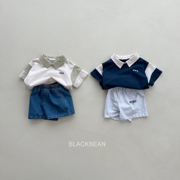 Black Bean - Korean Children Fashion - #kidsshorts - Star Collar Tee - 3