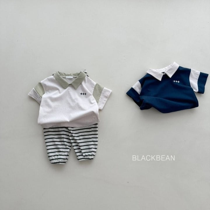 Black Bean - Korean Children Fashion - #kidsshorts - Star Collar Tee - 4