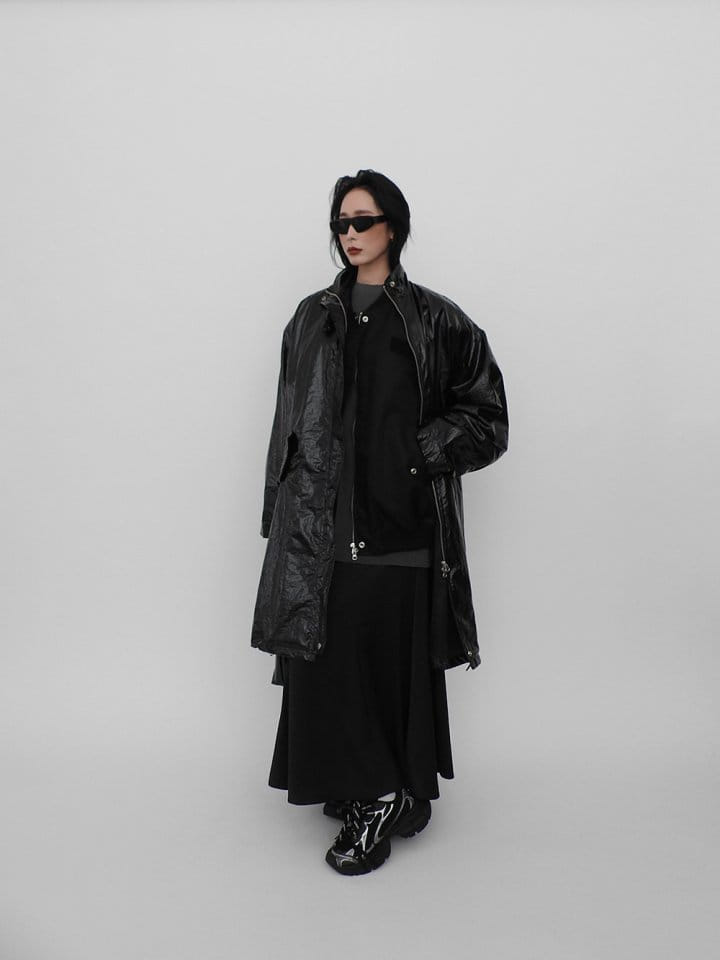 Black Fuchsia - Korean Women Fashion - #momslook - Coating Long Bomber Jacket - 2