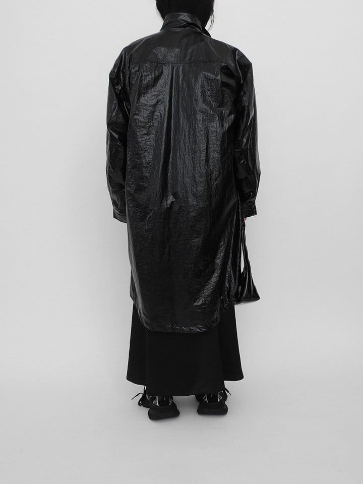 Black Fuchsia - Korean Women Fashion - #womensfashion - Coating Long Bomber Jacket - 4