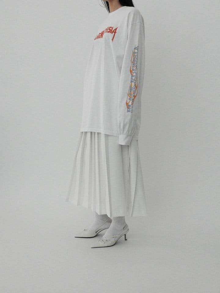 Black Fuchsia - Korean Women Fashion - #momslook - Wrinkle Slit Long Skirt - 3