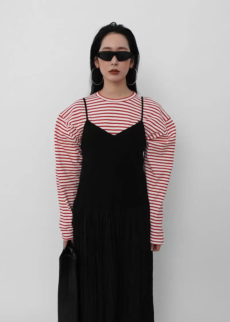 Black Fuchsia - Korean Women Fashion - #momslook - Layered Wrinkle One-Piece - 6
