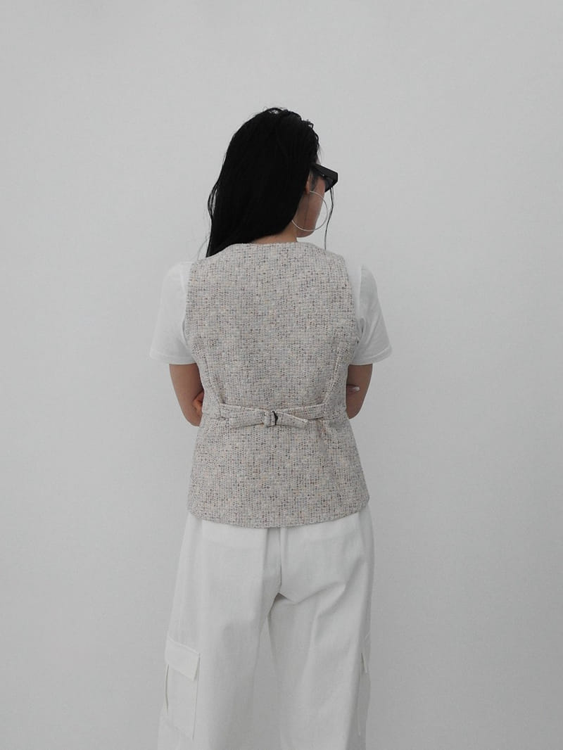 Black Fuchsia - Korean Women Fashion - #momslook - Tweed Line Vest - 6