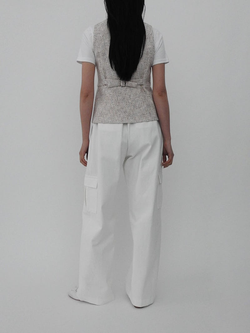 Black Fuchsia - Korean Women Fashion - #momslook - Tweed Line Vest - 7