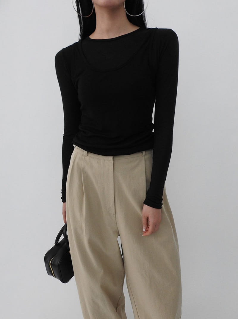 Black Fuchsia - Korean Women Fashion - #momslook - Layered See Through Tee - 5