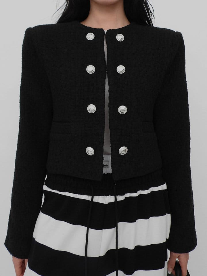 Black Fuchsia - Korean Women Fashion - #shopsmall - Double Tweed Jacket