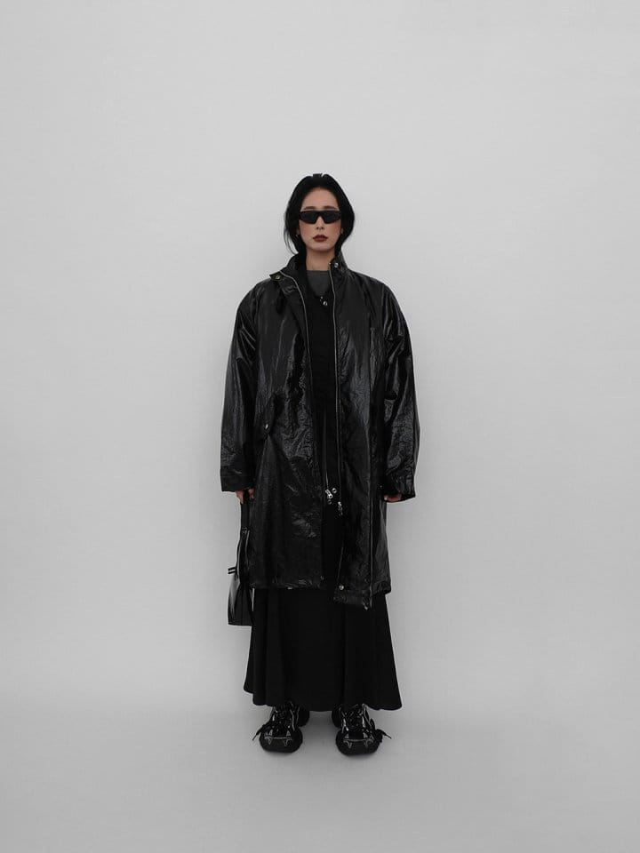 Black Fuchsia - Korean Women Fashion - #womensfashion - Coating Long Bomber Jacket - 3