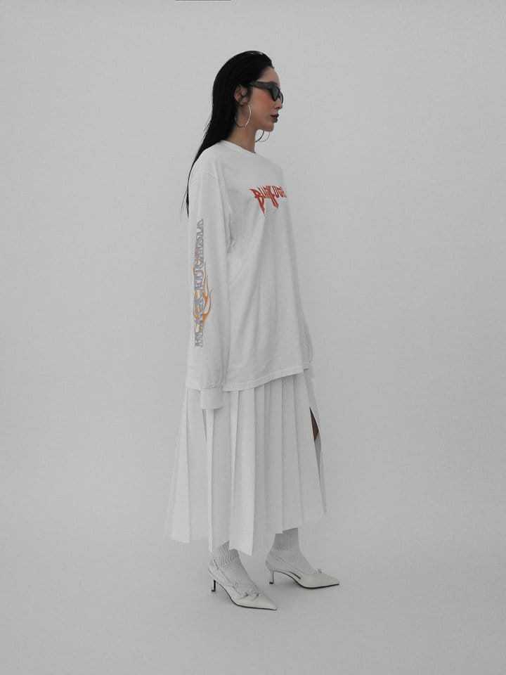 Black Fuchsia - Korean Women Fashion - #momslook - Wrinkle Slit Long Skirt - 4