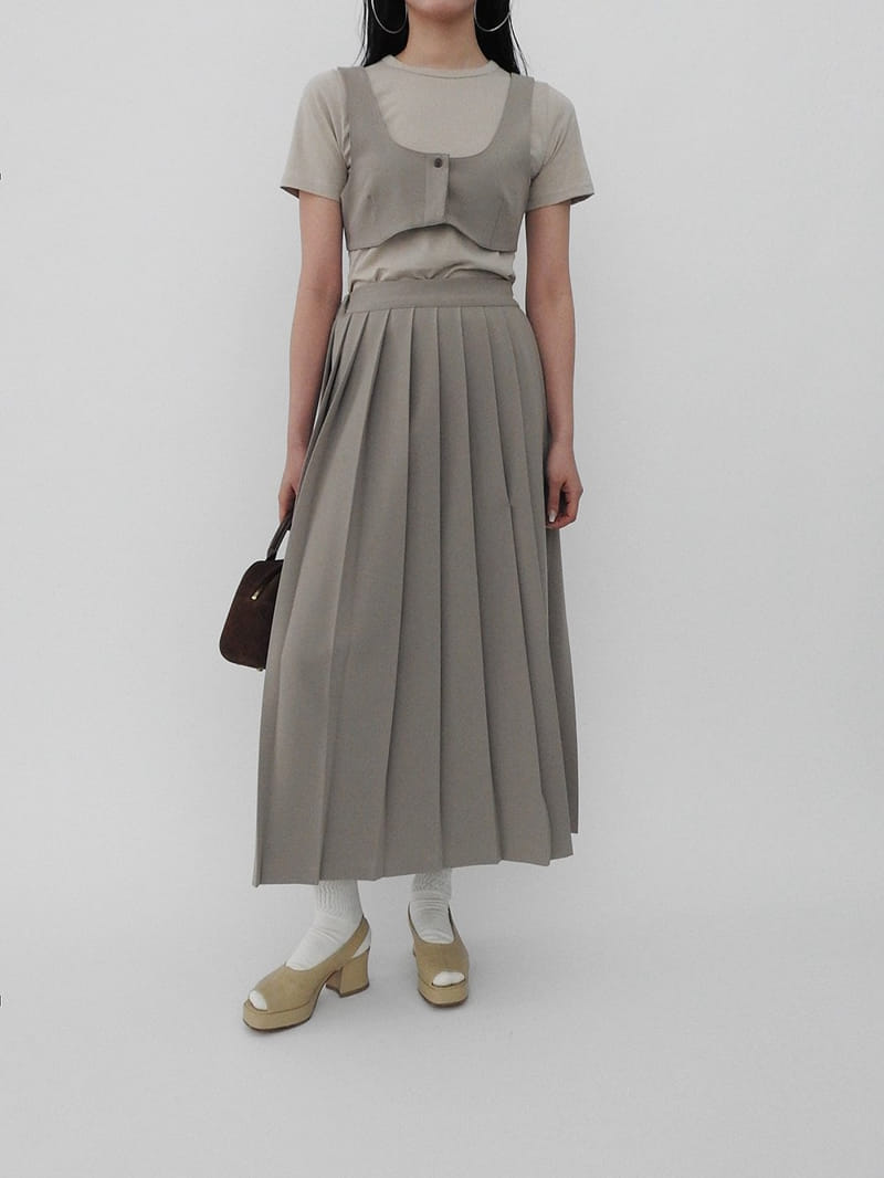 Black Fuchsia - Korean Women Fashion - #womensfashion - Wrinkle Slit Long Skirt - 6