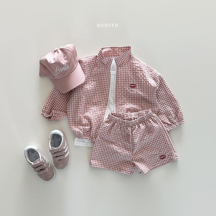 Bonito - Korean Children Fashion - #kidsstore - Wapen Check Zip Up Top Bottom Set - 6