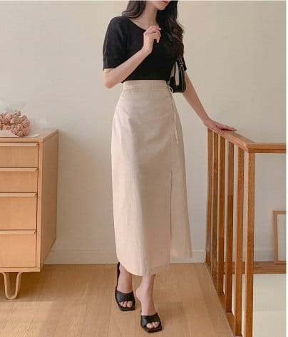 Bytheshew - Korean Women Fashion - #momslook - Lime Skirt - 9
