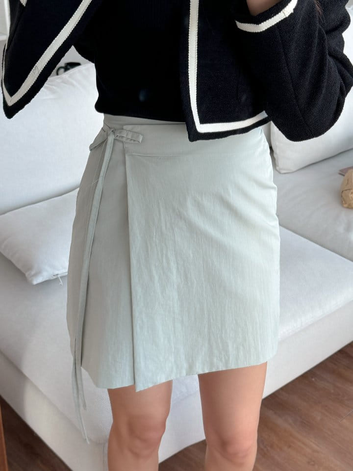 Bytheshew - Korean Women Fashion - #momslook - Wrap Ribbon Skirt - 2