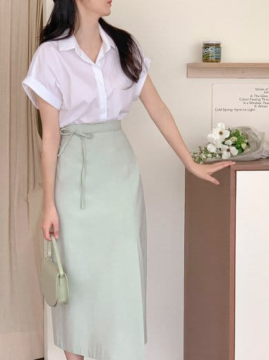 Bytheshew - Korean Women Fashion - #pursuepretty - Lime Skirt - 3