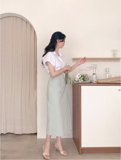 Bytheshew - Korean Women Fashion - #romanticstyle - Lime Skirt - 5