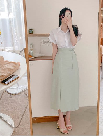 Bytheshew - Korean Women Fashion - #shopsmall - Lime Skirt - 6