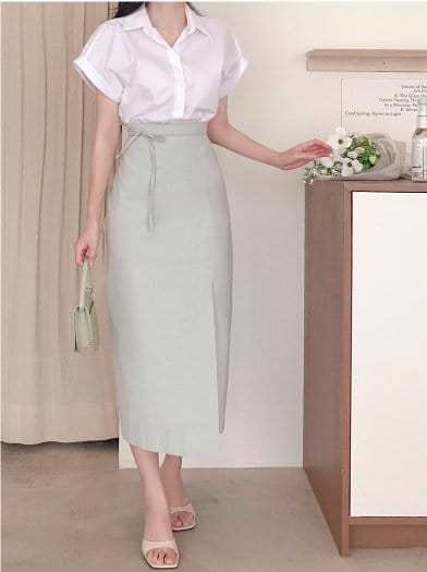 Bytheshew - Korean Women Fashion - #vintageinspired - Lime Skirt