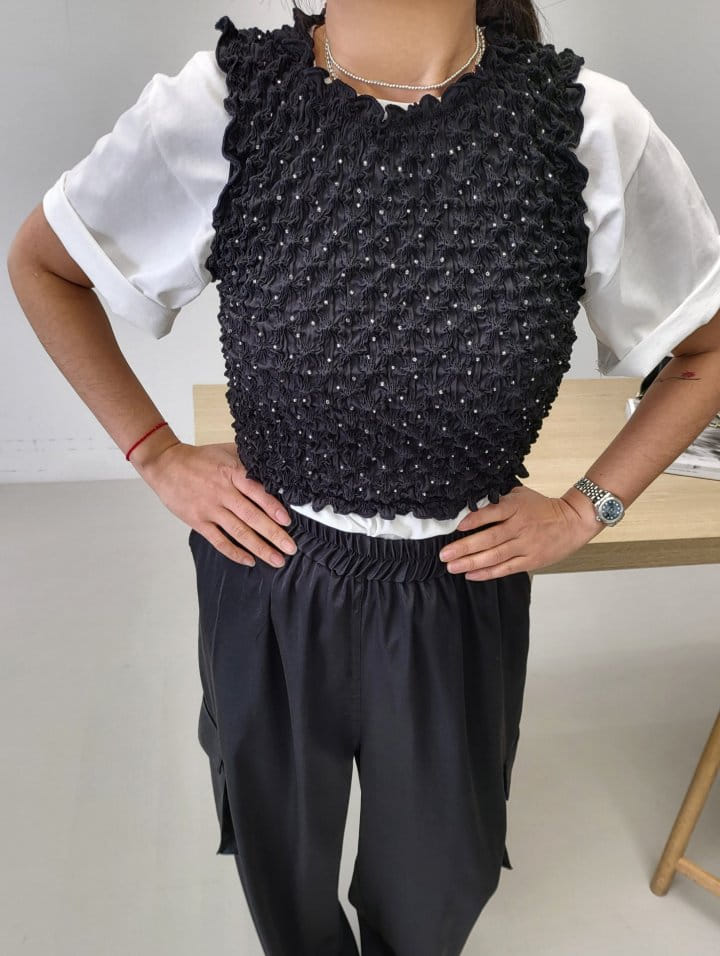 Corner0123 - Korean Women Fashion - #restrostyle - Beads Terry Vest