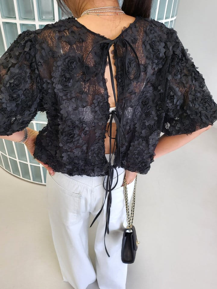 Corner0123 - Korean Women Fashion - #thatsdarling - Flower Balloon Cardigan - 3