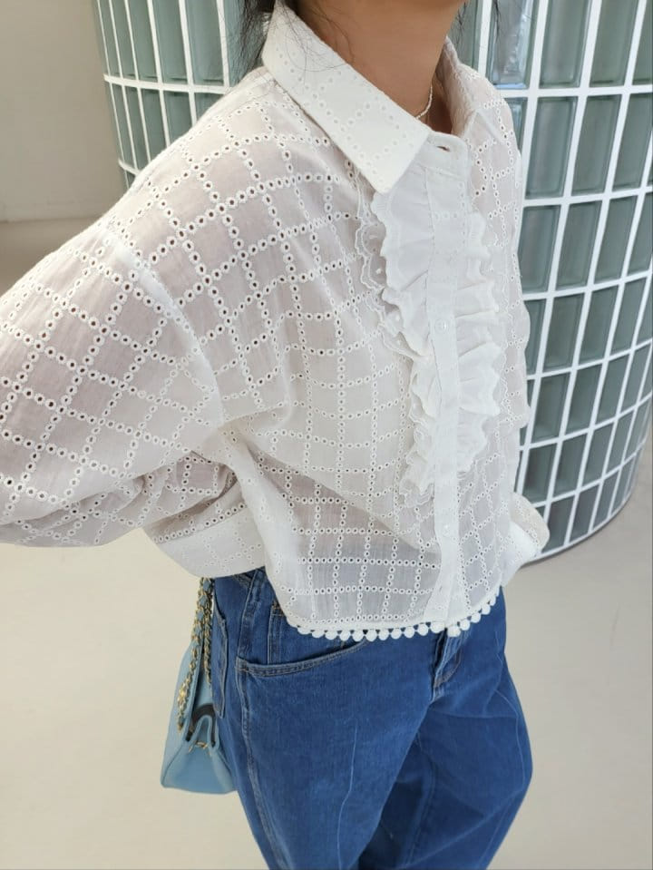 Corner0123 - Korean Women Fashion - #womensfashion - Cube Frill Blouse - 2