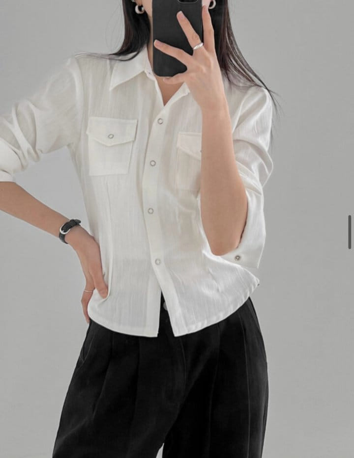 Cover - Korean Women Fashion - #momslook - Indigo Snap Shirt - 6