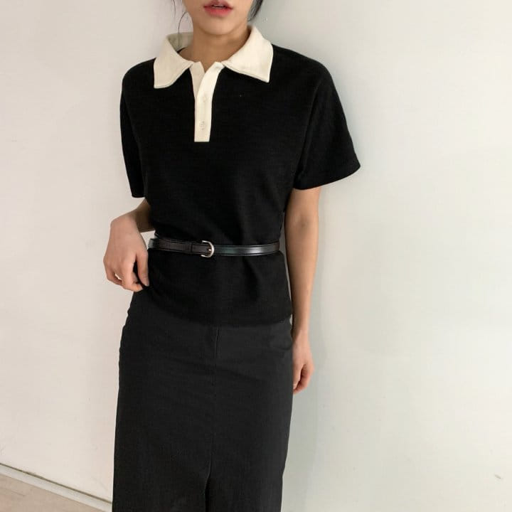Cover - Korean Women Fashion - #momslook - Retro Collar Tee - 4