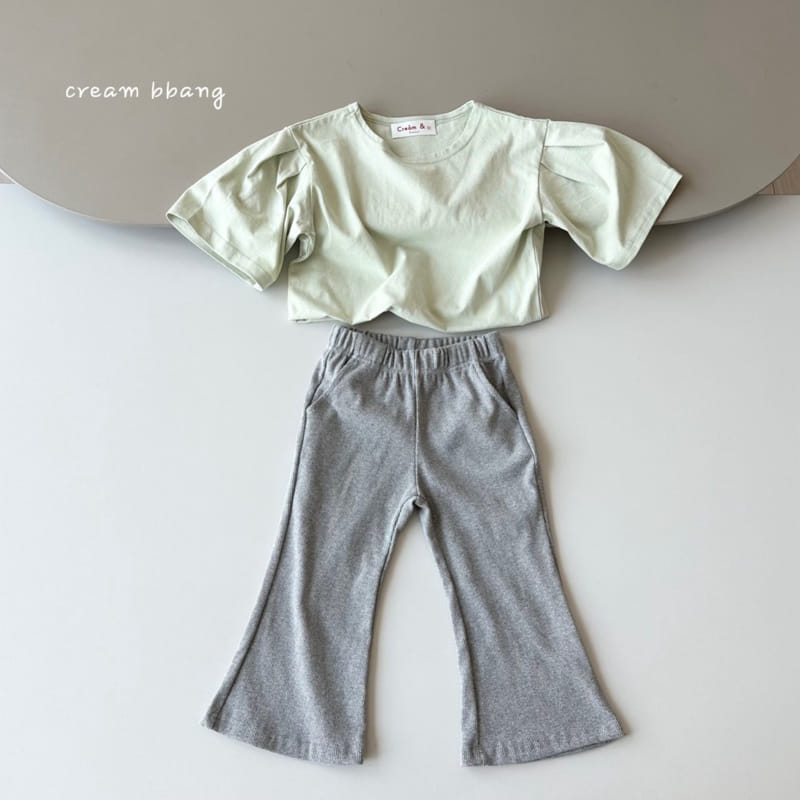 Cream Bbang - Korean Children Fashion - #childofig - Sleeve Wrinkle Crop Tee - 5