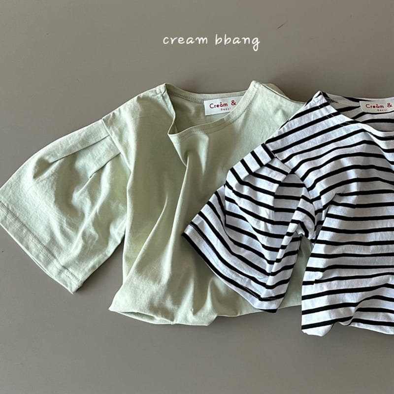 Cream Bbang - Korean Children Fashion - #childrensboutique - Sleeve Wrinkle Crop Tee - 6
