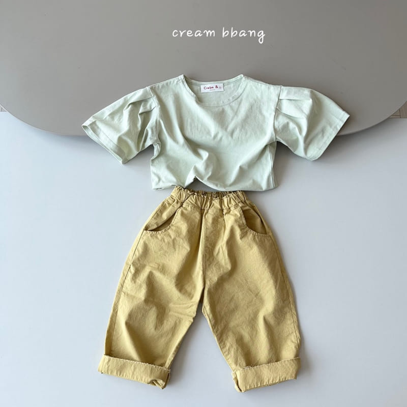 Cream Bbang - Korean Children Fashion - #fashionkids - Sleeve Wrinkle Crop Tee - 9