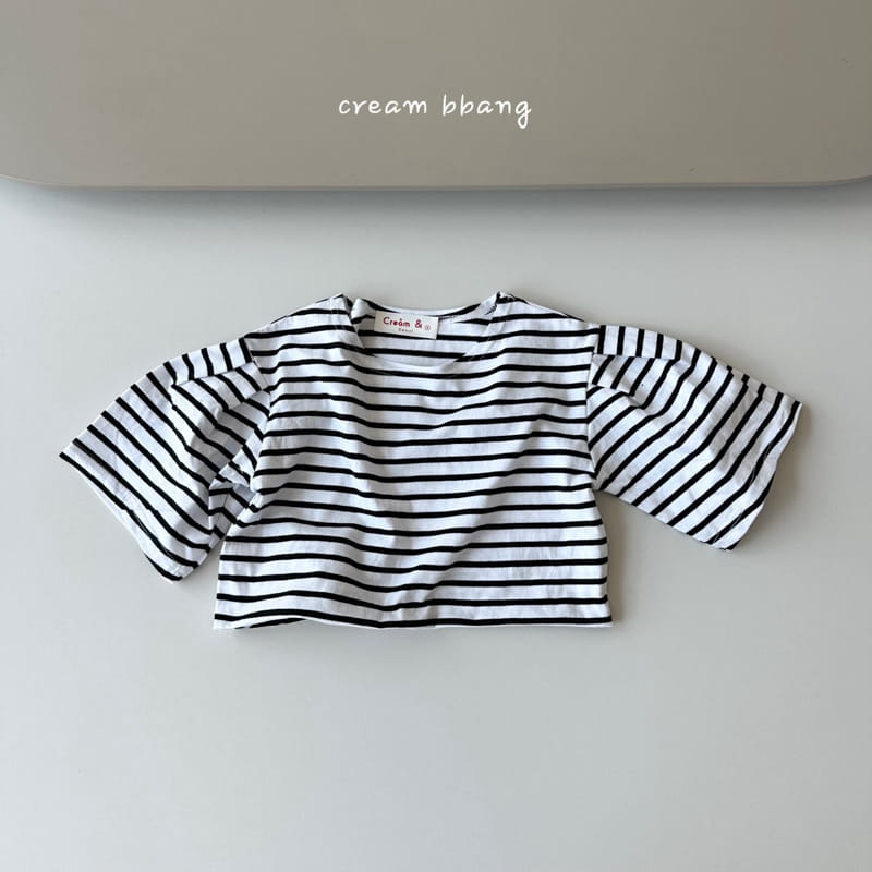 Cream Bbang - Korean Children Fashion - #toddlerclothing - Sleeve Wrinkle Crop Tee - 4