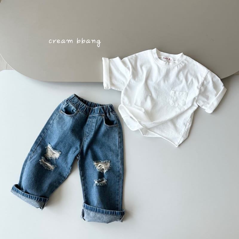 Cream Bbang - Korean Children Fashion - #toddlerclothing - Destro Wide Denim Pants - 8