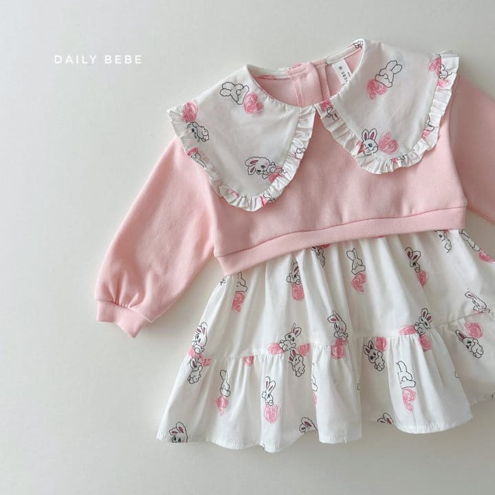 Daily Bebe - Korean Children Fashion - #designkidswear - Sweatshirt Rabbit One-Piece - 2