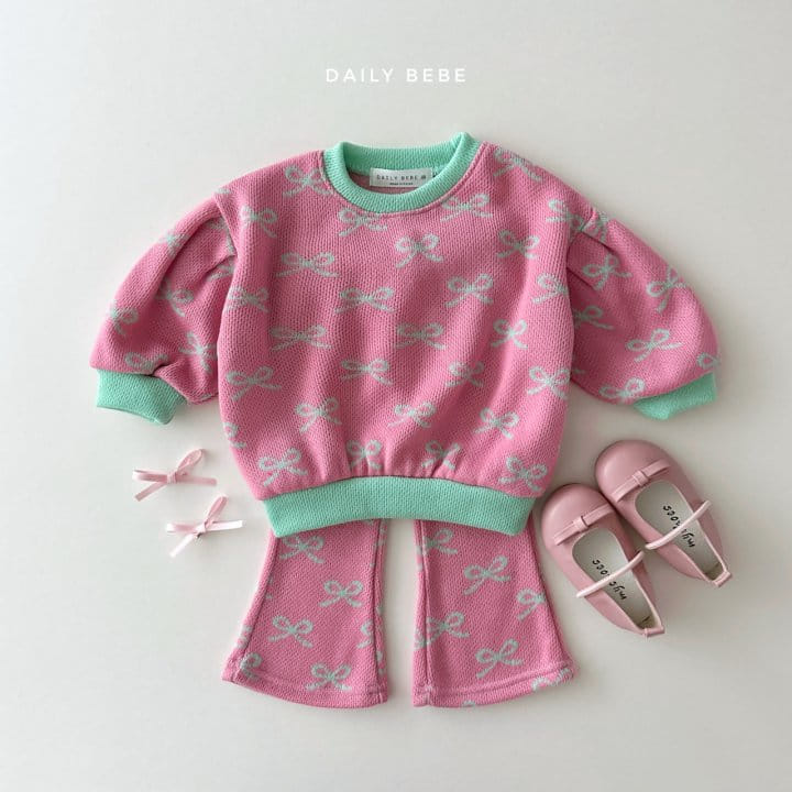 Daily Bebe - Korean Children Fashion - #kidzfashiontrend - Spring Jacquard Top Bottom Set - 6