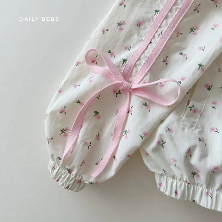 Daily Bebe - Korean Children Fashion - #toddlerclothing - Ribbon Windbreaker Top Bottom Set - 4
