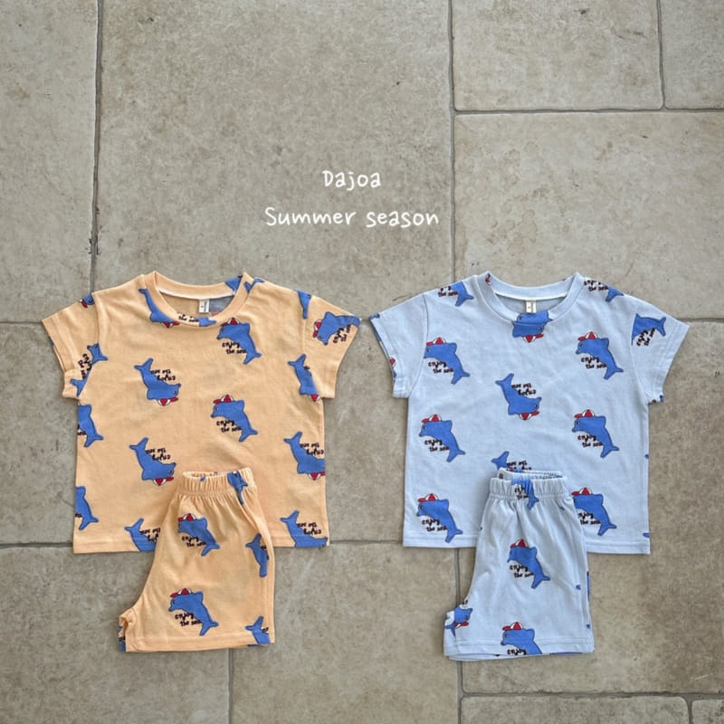 Dajoa - Korean Children Fashion - #toddlerclothing - Dolphin Top Bottom Set