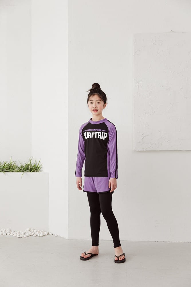Dawon - Korean Children Fashion - #Kfashion4kids - Surft Rash Top Bottom Set - 3
